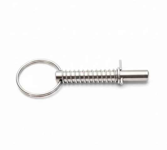 Stainless steel spring-loaded quick-release pin with pull ring