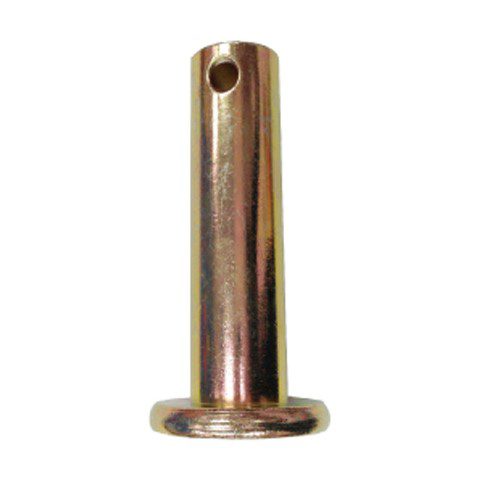 Zinc-plated steel clevis pin with flange and cross-hole