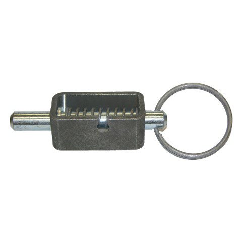 Metal ratchet handle for tie down straps with a circular keyring attached.