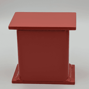 Red steel deck stop block for car hauler trailer