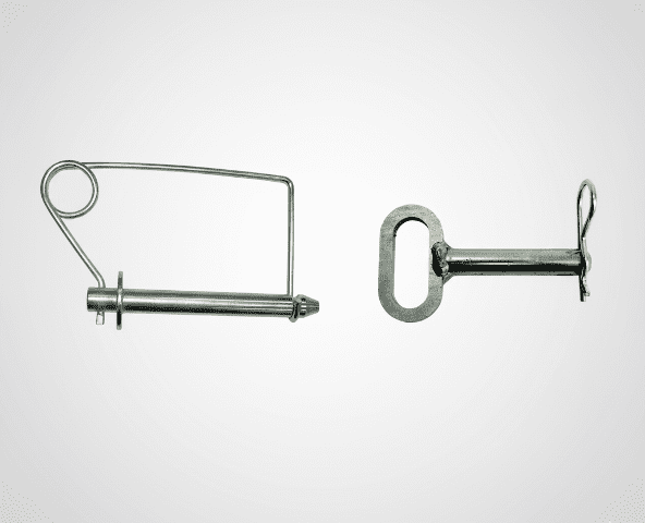 Heavy-duty steel quick release lock pins with spring wire retainers for securing car carrier and trailer parts