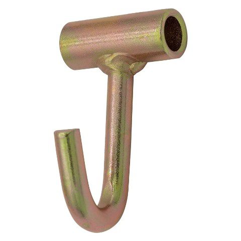 A metallic gold Ratchet Hardware – Single Finger Hook (1,000 lbs. WLL) with a cylindrical top for mounting or attachment is shown against a white background.