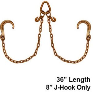 36" 5/16” Grade 70 V-Chain Bridle x With 8" J hook only
