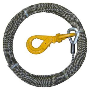 3/8" x 100' Fiber Core Winch Cable with Self-Locking Swivel Hook
